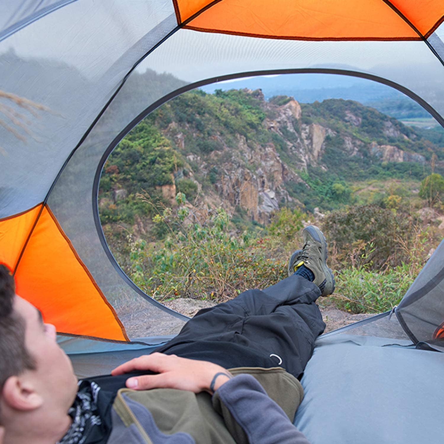 BISINNA Lightweight Waterproof Camping Tent for 2-4 People - Easy Setup Double Layer Outdoor Tent for Family Adventures, Hiking, and Travel