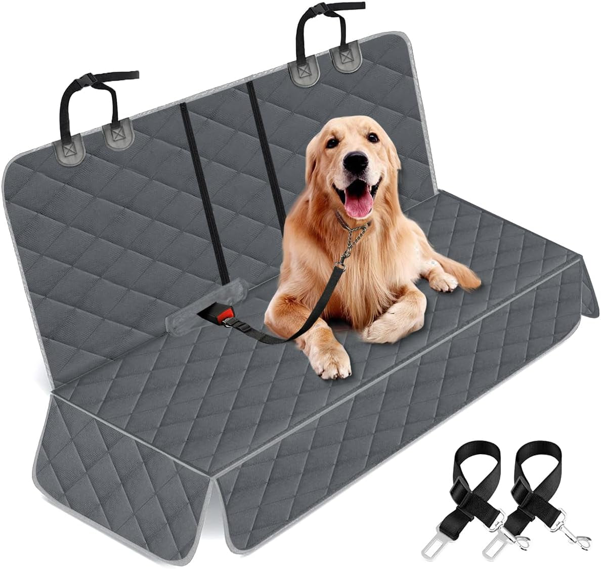 Ultimate Waterproof Dog Car Seat Cover - Non-Slip Back Seat Protector for Cars, Trucks & SUVs - Fits Middle Armrest - Black