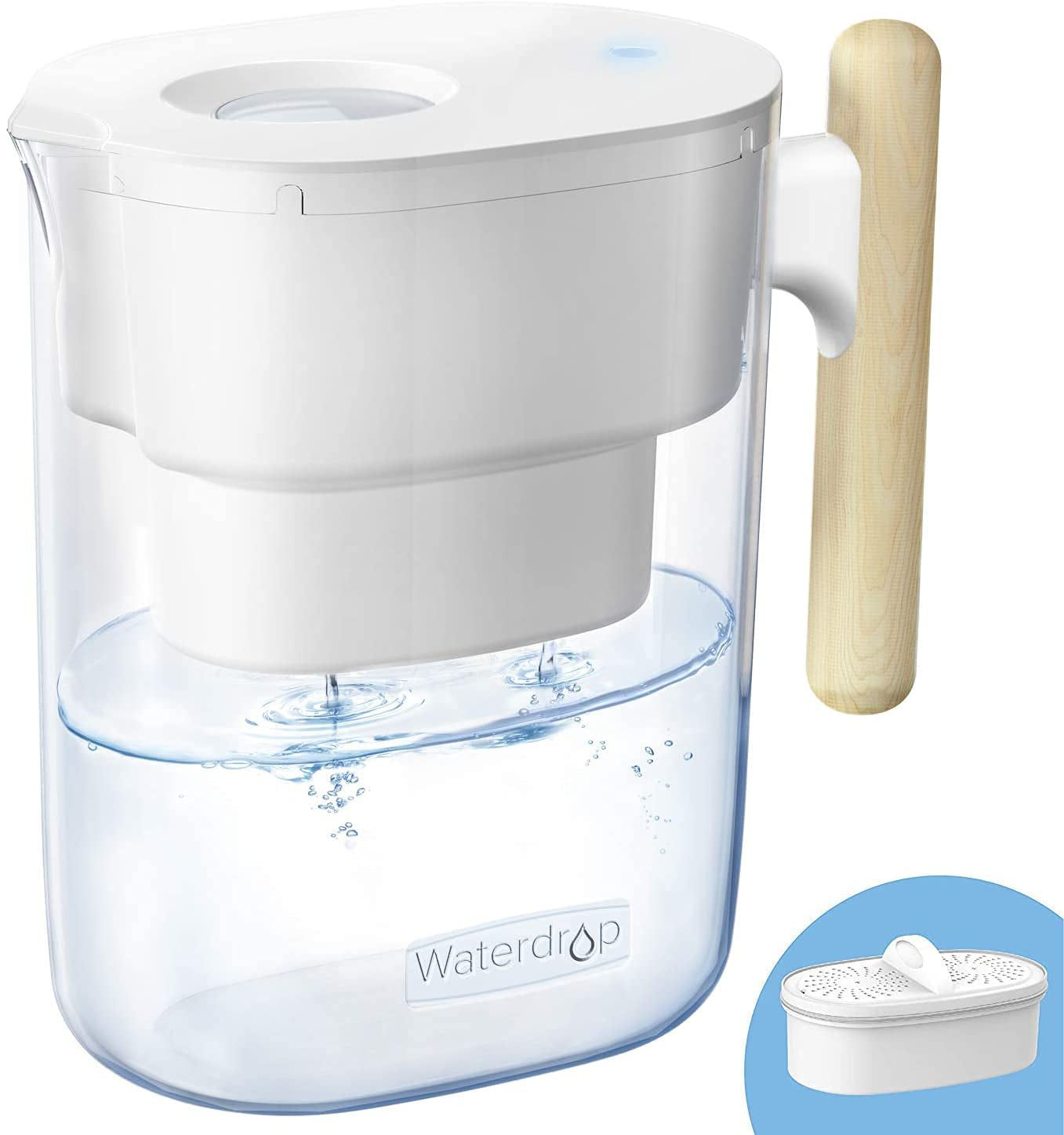 Waterdrop 10-Cup Water Filter Pitcher - Long-Life 200-Gallon Filter, NSF Certified, Reduces PFOA/PFOS, BPA Free