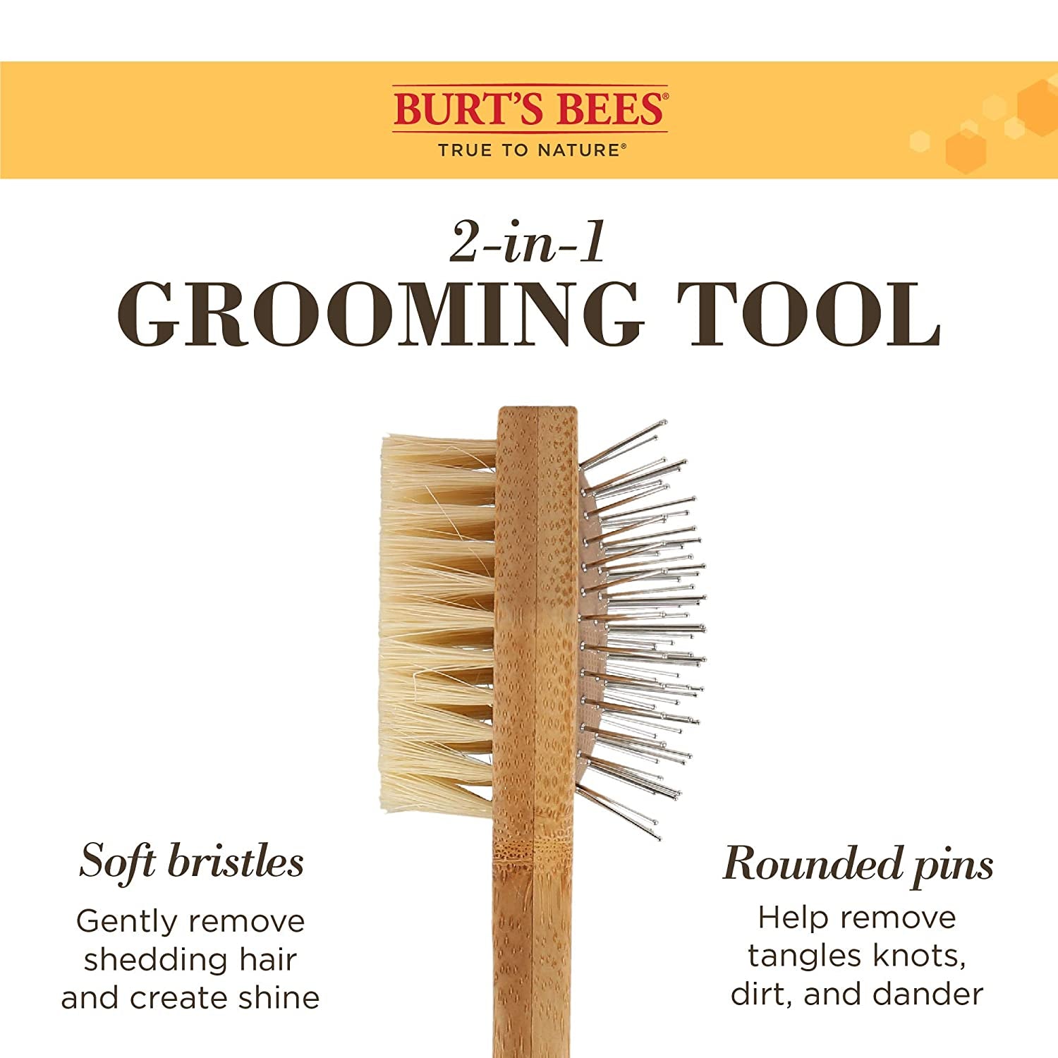 Burt's Bees Double-Sided Cat Grooming Brush - Effortlessly Remove Loose Fur & Prevent Matting!