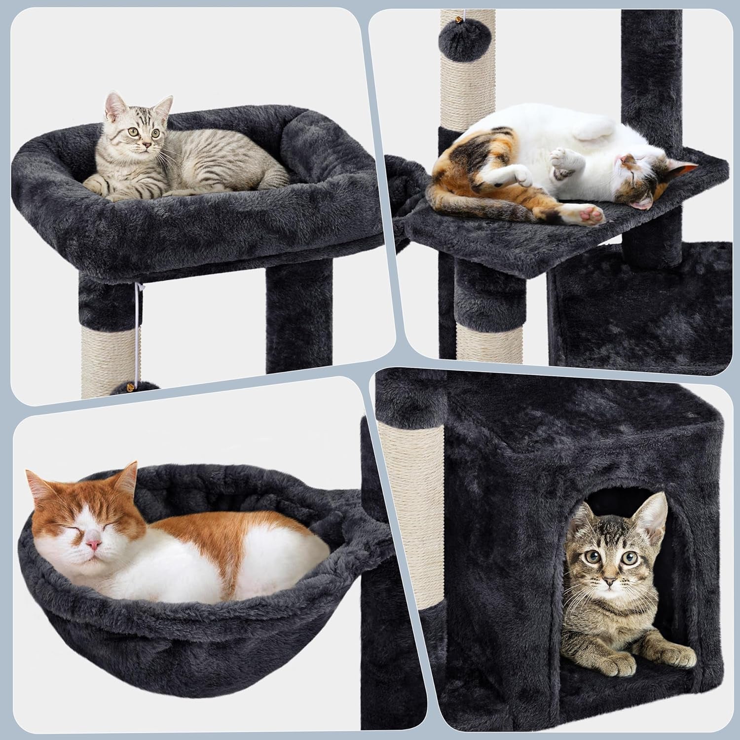 Topeakmart 34" Modern Cat Tree Tower - Ultimate Indoor Activity Center with Cozy Condo, Fluffy Nest, and Comfy Basket for Cats and Kittens