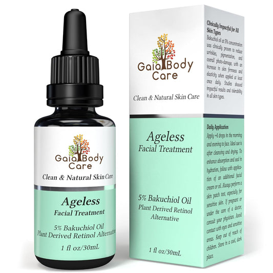Gaia Body Care Organic Bakuchiol Oil - Anti-Aging, Anti-Wrinkle Facial Oil for Smooth, Hydrated Skin - Natural Vegan Retinol Alternative (1Oz, Rose)