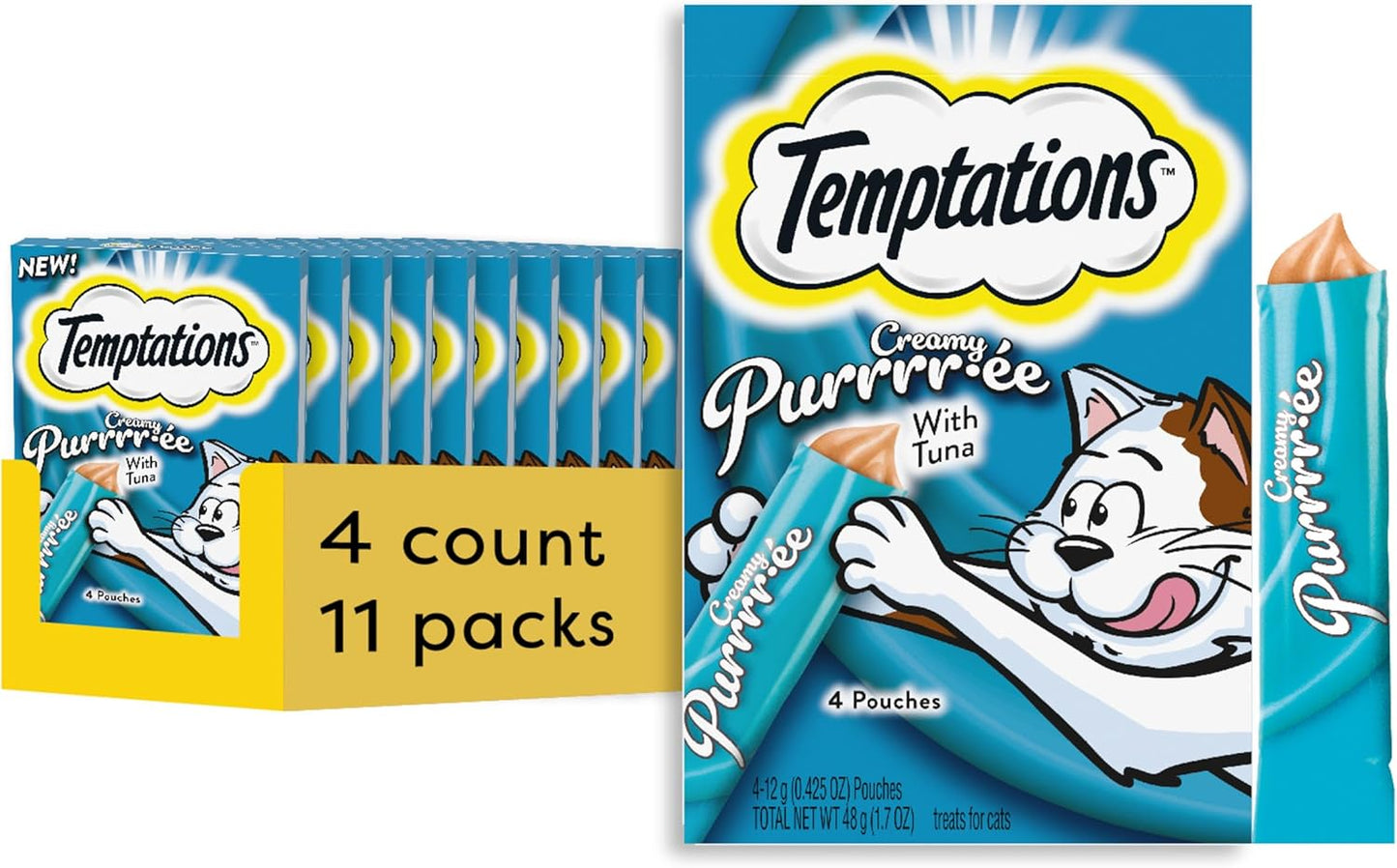 Indulge Your Cat with Temptations Creamy Salmon Puree Treats - 24 Squeezable & Lickable Tubes!