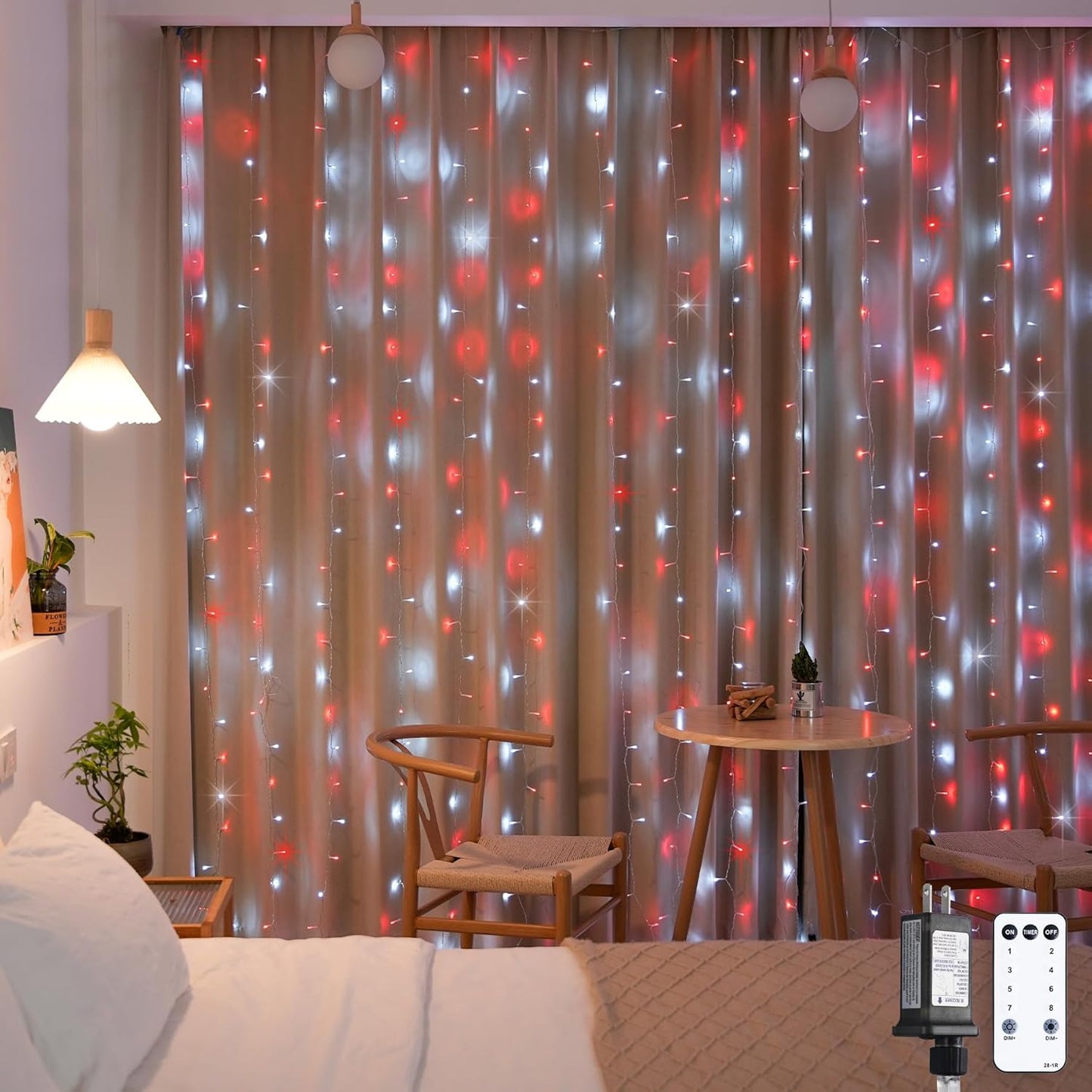 Enchanting JMEXSUSS 300 LED Pink Curtain Lights with Remote - 9.8x9.8FT Indoor String Lights for Bedroom, Party, and Holiday Decor - 8 Modes for Christmas and Valentine's Day Magic