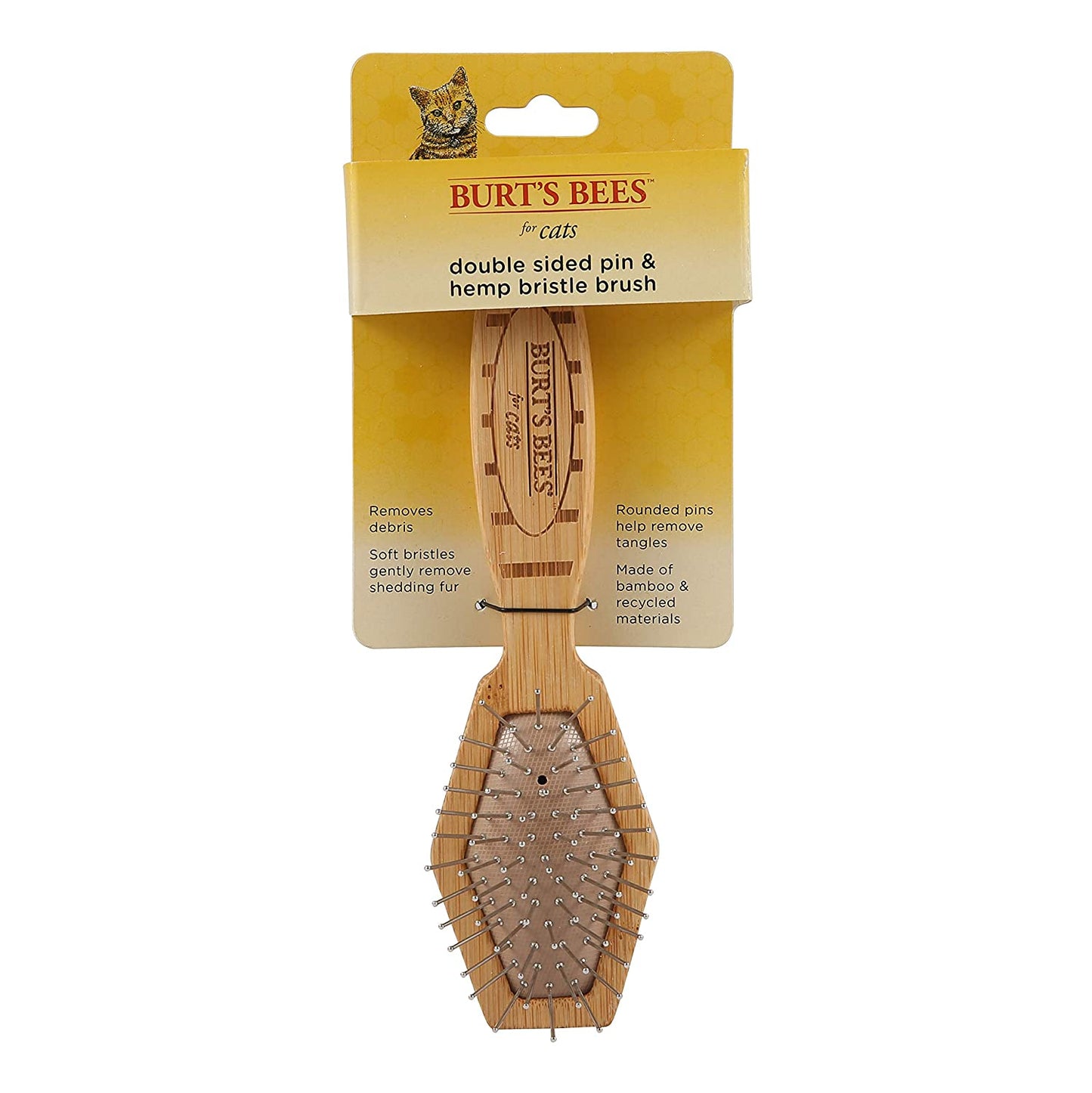 Burt's Bees Double-Sided Cat Grooming Brush - Effortlessly Remove Loose Fur & Prevent Matting!