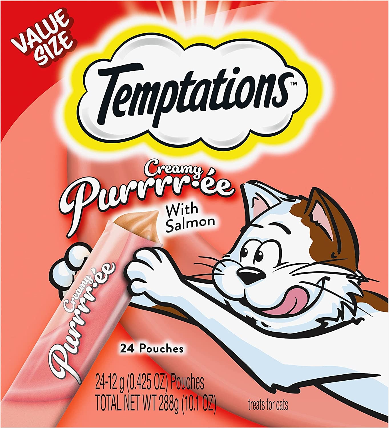 Indulge Your Cat with Temptations Creamy Salmon Puree Treats - 24 Squeezable & Lickable Tubes!