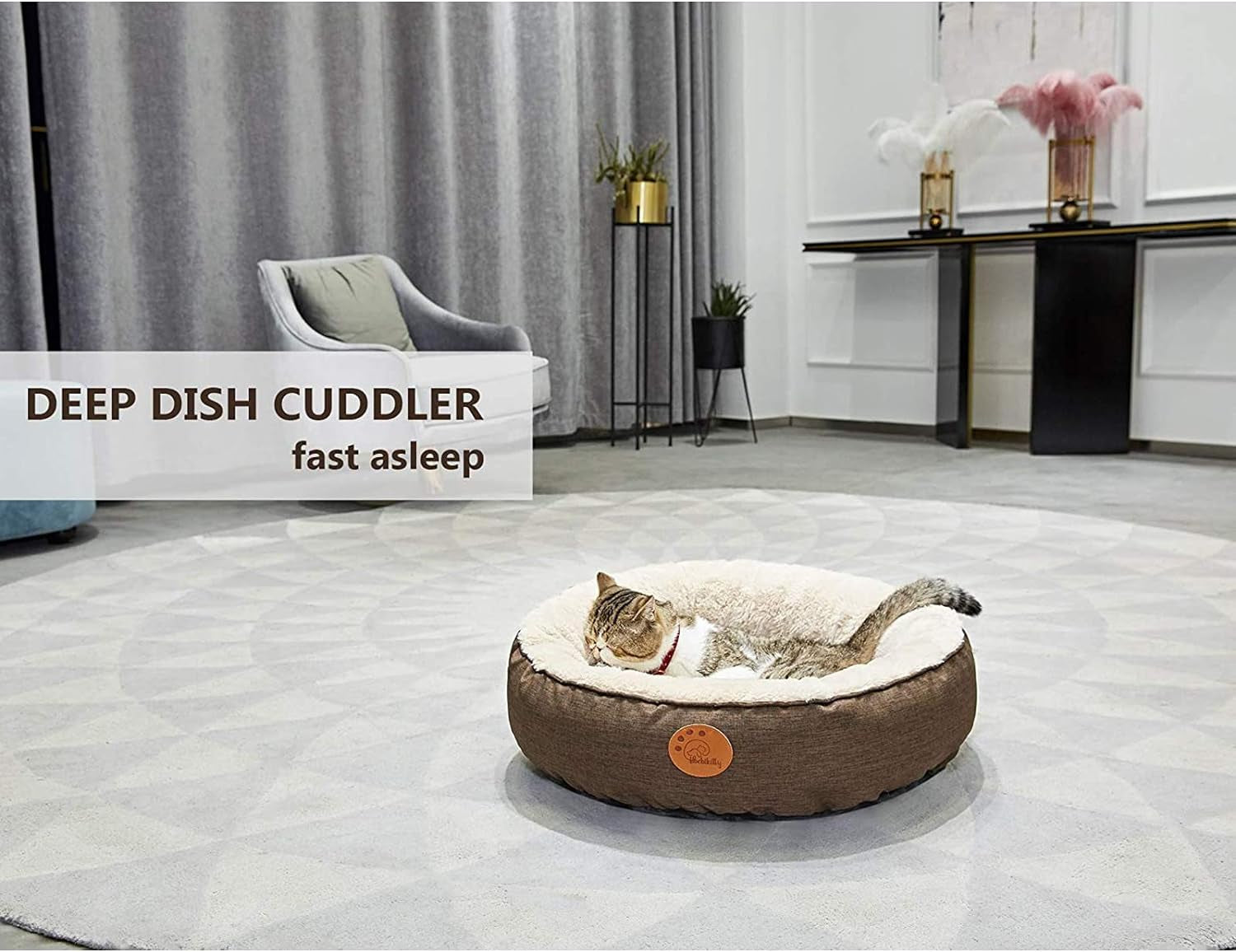 Cozy Hachikitty Washable Donut Cat Bed - Round Design, Machine Washable, Perfect for Small & Medium Cats