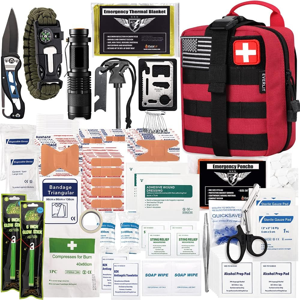 Ultimate 250-Piece Survival First Aid Kit - Complete IFAK Trauma Bag for Outdoor Adventures, Camping, Hiking, and Emergency Preparedness