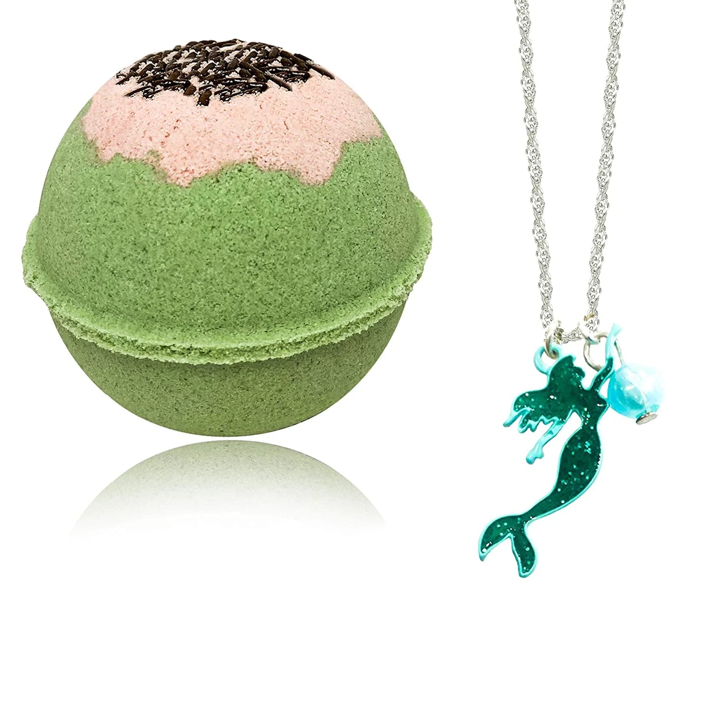 Big Bath Bomb with Jewelry Surprise Mermaid Island Necklace inside Handmade in USA Natural and Safe by