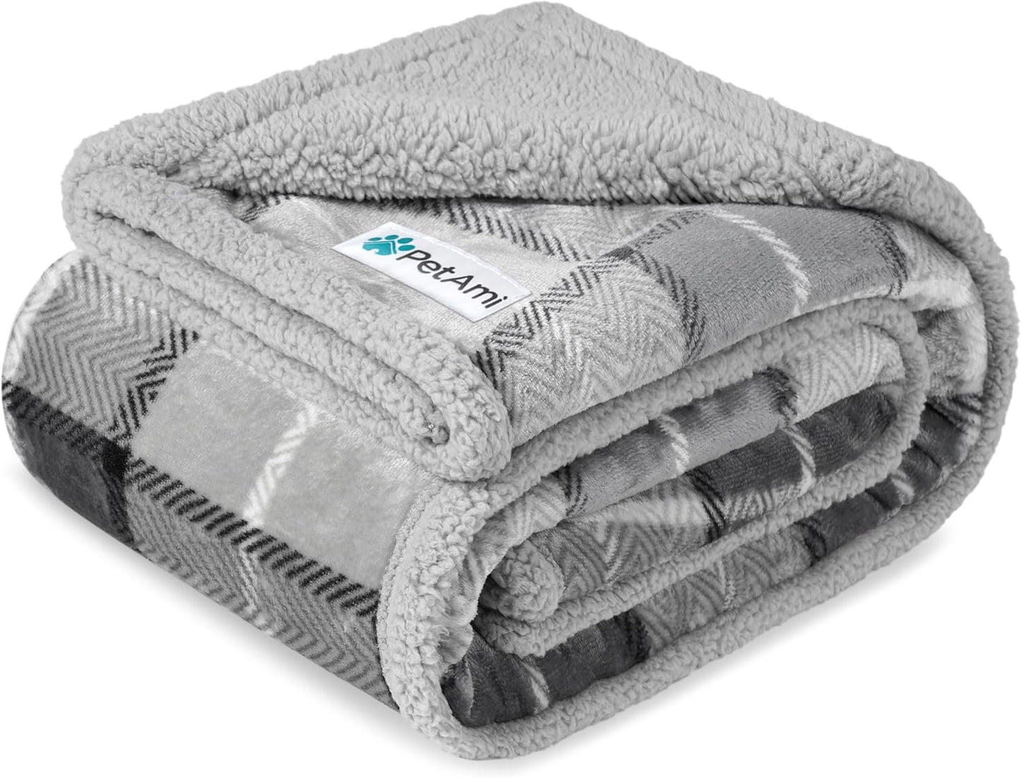 Petami Waterproof Dog Blanket - Reversible Sherpa Fleece Throw for Medium to Large Dogs & Cats - Leakproof Couch Cover, Soft & Washable 60x40 in Taupe