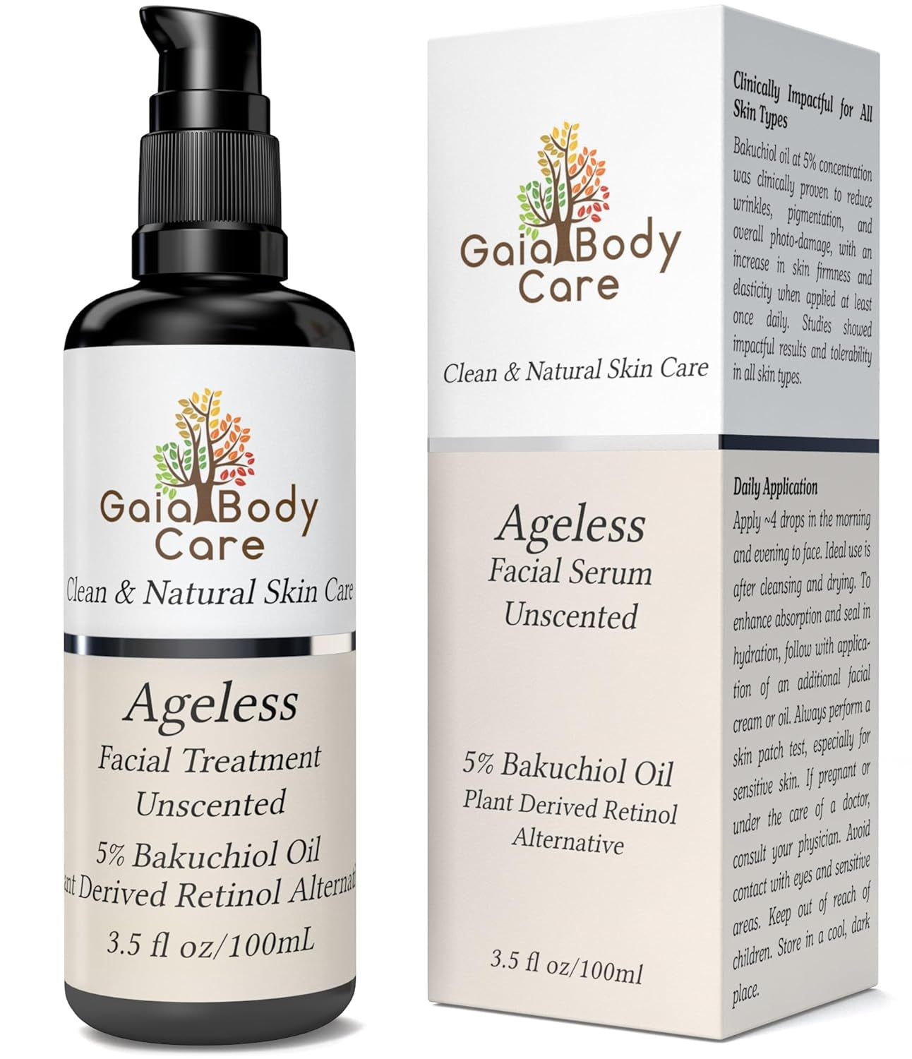 Gaia Body Care Organic Bakuchiol Oil - Anti-Aging, Anti-Wrinkle Facial Oil for Smooth, Hydrated Skin - Natural Vegan Retinol Alternative (1Oz, Rose)