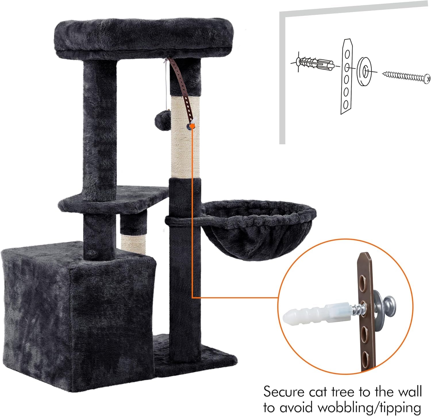 Topeakmart 34" Modern Cat Tree Tower - Ultimate Indoor Activity Center with Cozy Condo, Fluffy Nest, and Comfy Basket for Cats and Kittens