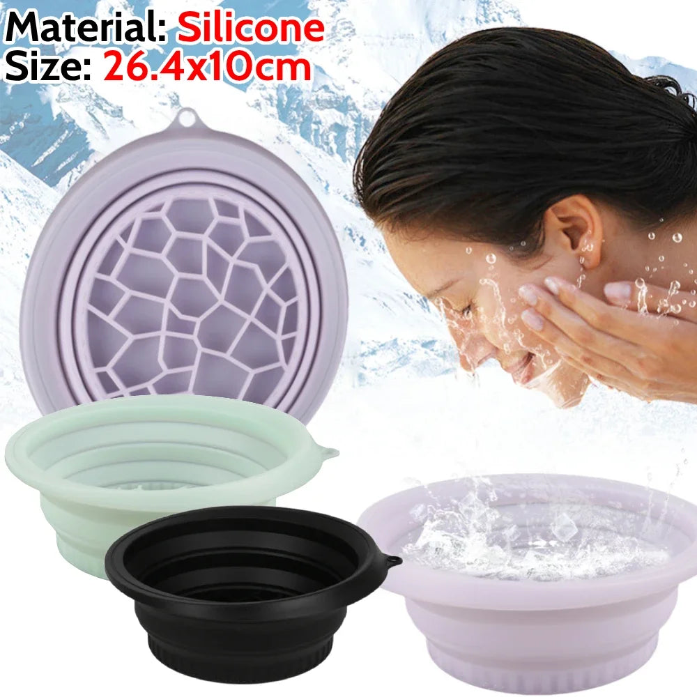 Silicone Facial Plunge Bowl with Built-In Icetray Collapsible Ice Water Face Cold Plunge Face Icebath at Home