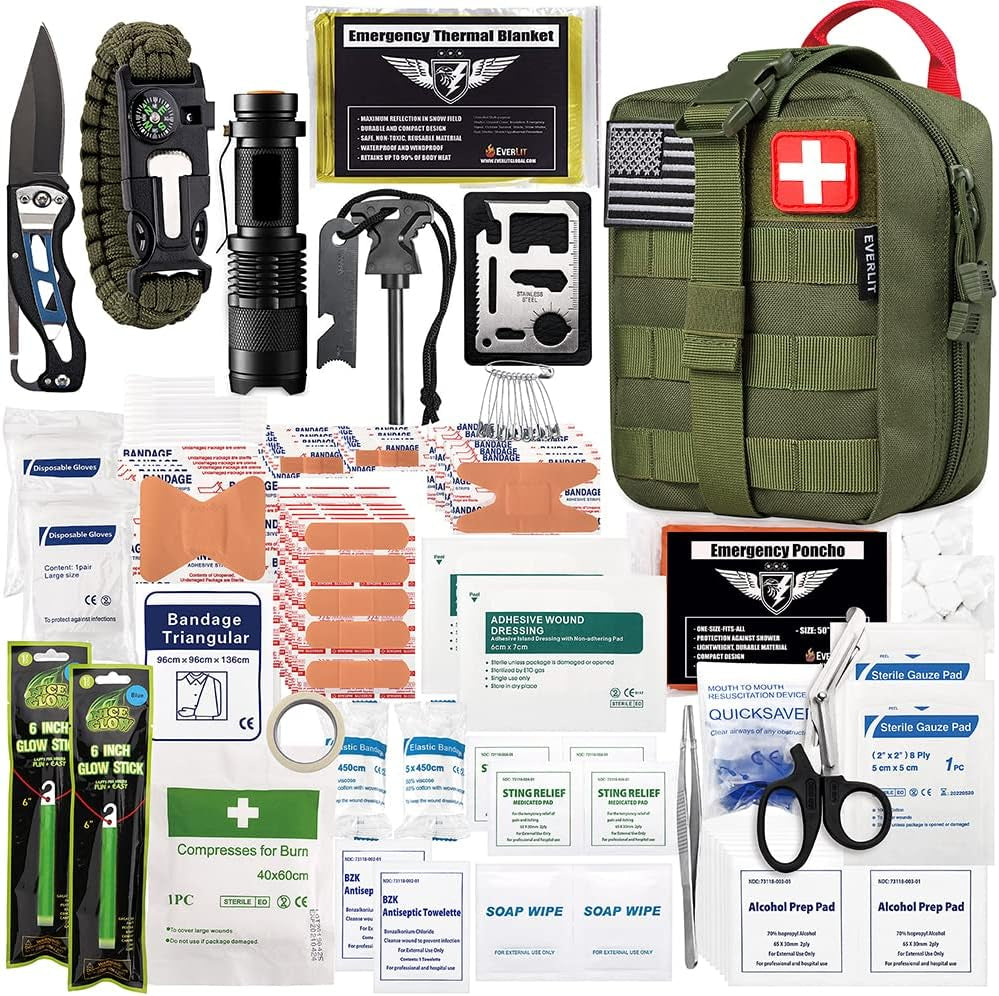 Ultimate 250-Piece Survival First Aid Kit - Complete IFAK Trauma Bag for Outdoor Adventures, Camping, Hiking, and Emergency Preparedness