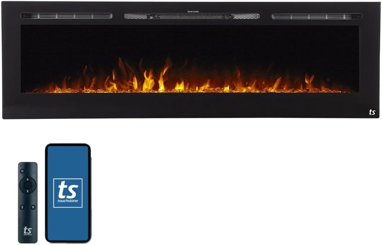 Touchstone Sideline 36" Smart Electric Fireplace - WiFi & Alexa Enabled with 30 Ember/Flame Colors, 1,500W Heater, and Customizable Log & Crystal Hearth Options
