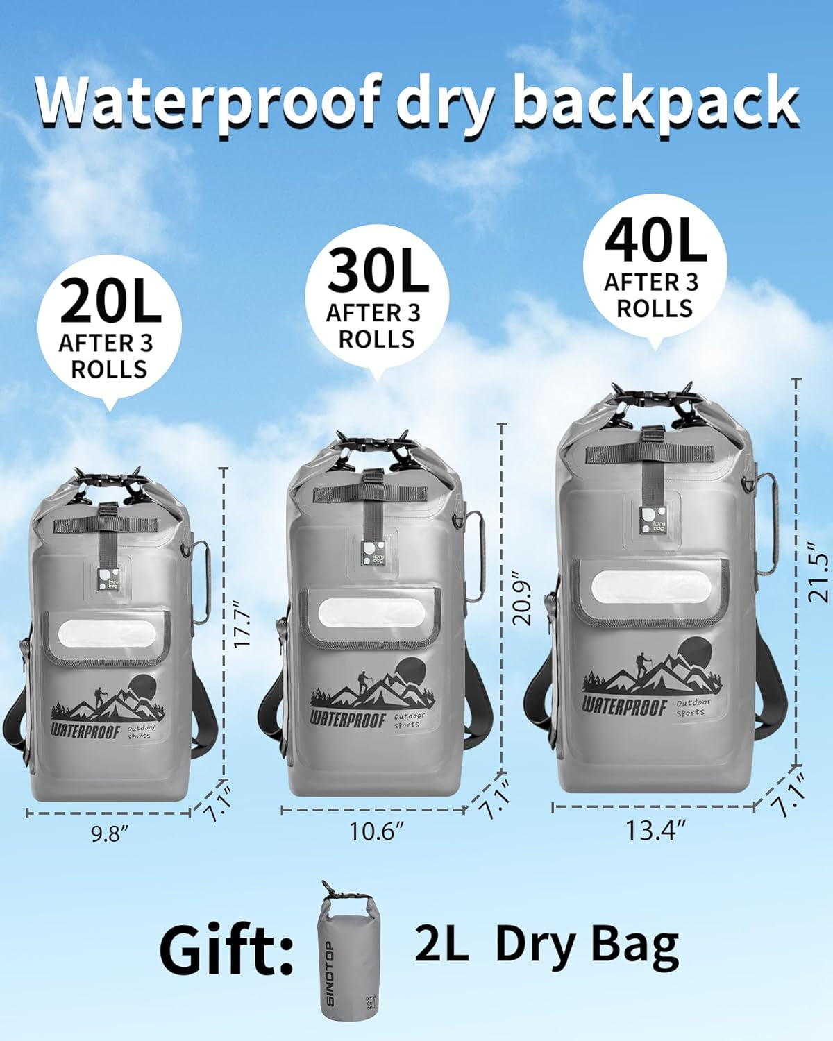 IDRYBAG Waterproof Floating Dry Bag Backpack - 20L/30L/40L Options for Men, Perfect for Outdoor Adventures!