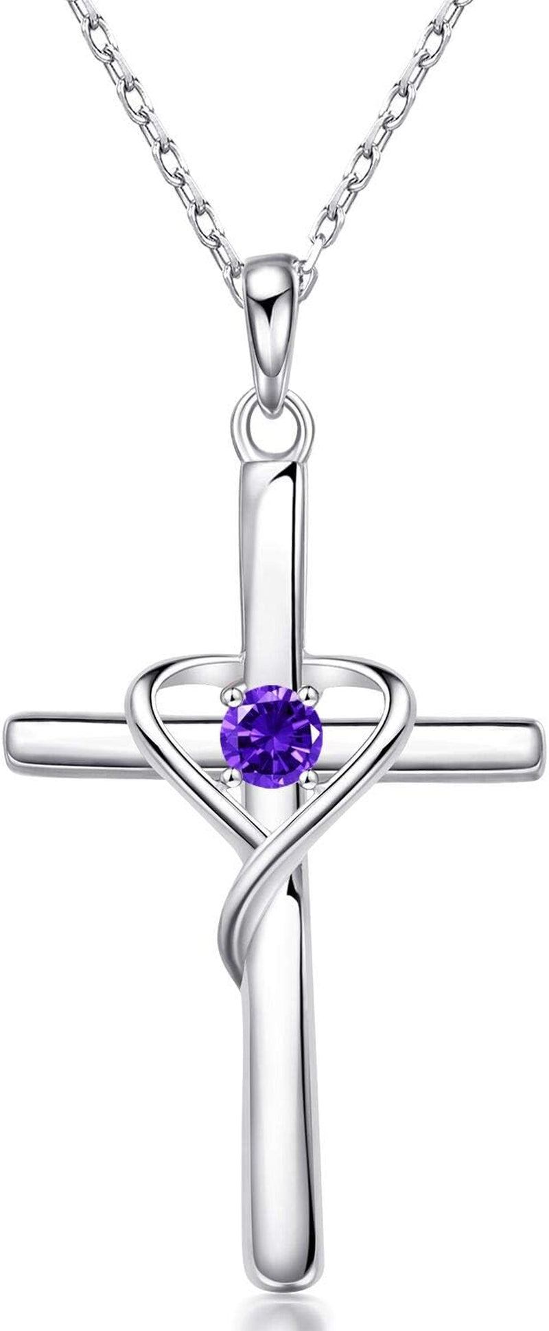 Amoraime 925 Sterling Silver Cross Necklace - 14K Gold Plated Birthstone & 5A CZ Rose Gold Jewelry for Easter & Christmas Gifts for Him & Her
