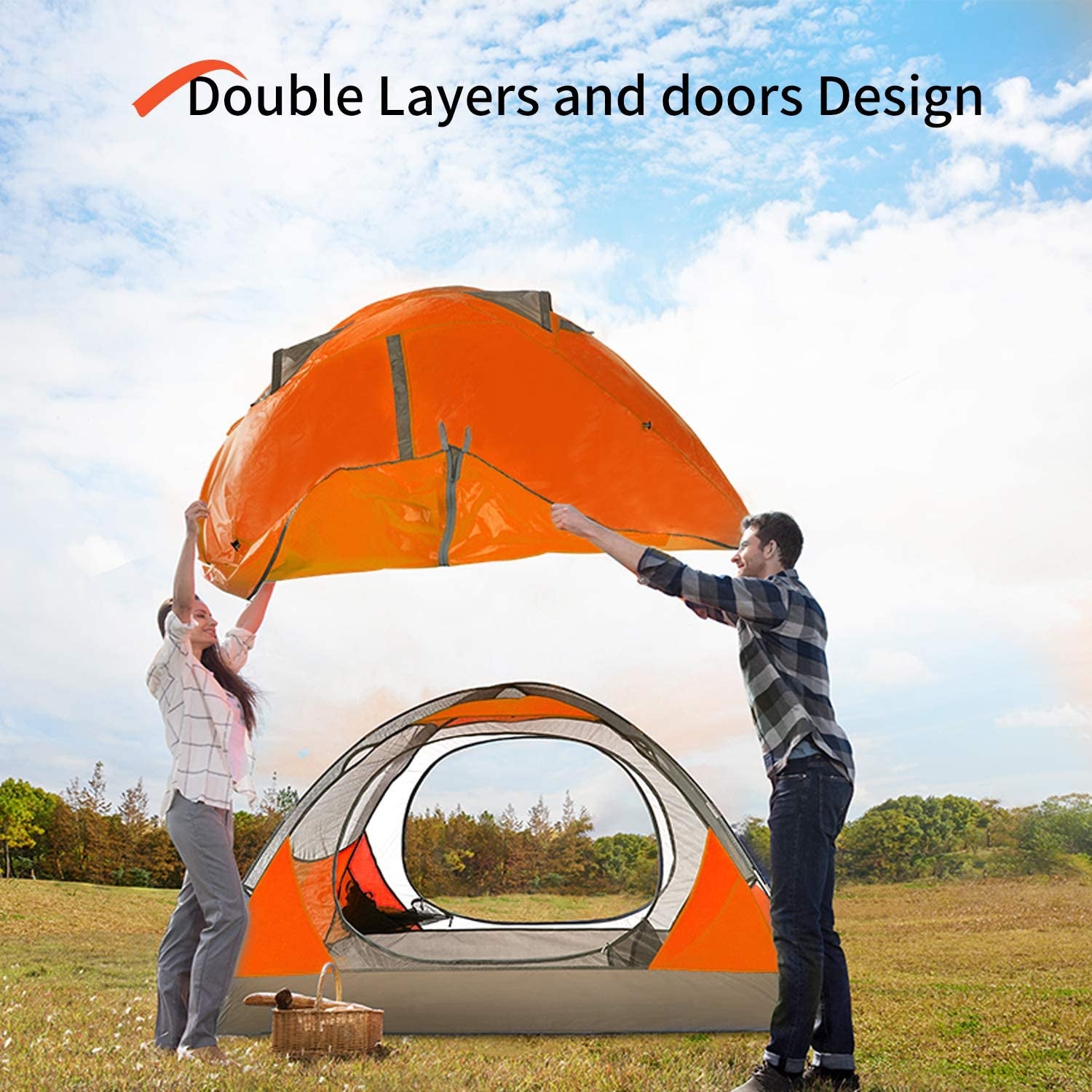 BISINNA Lightweight Waterproof Camping Tent for 2-4 People - Easy Setup Double Layer Outdoor Tent for Family Adventures, Hiking, and Travel