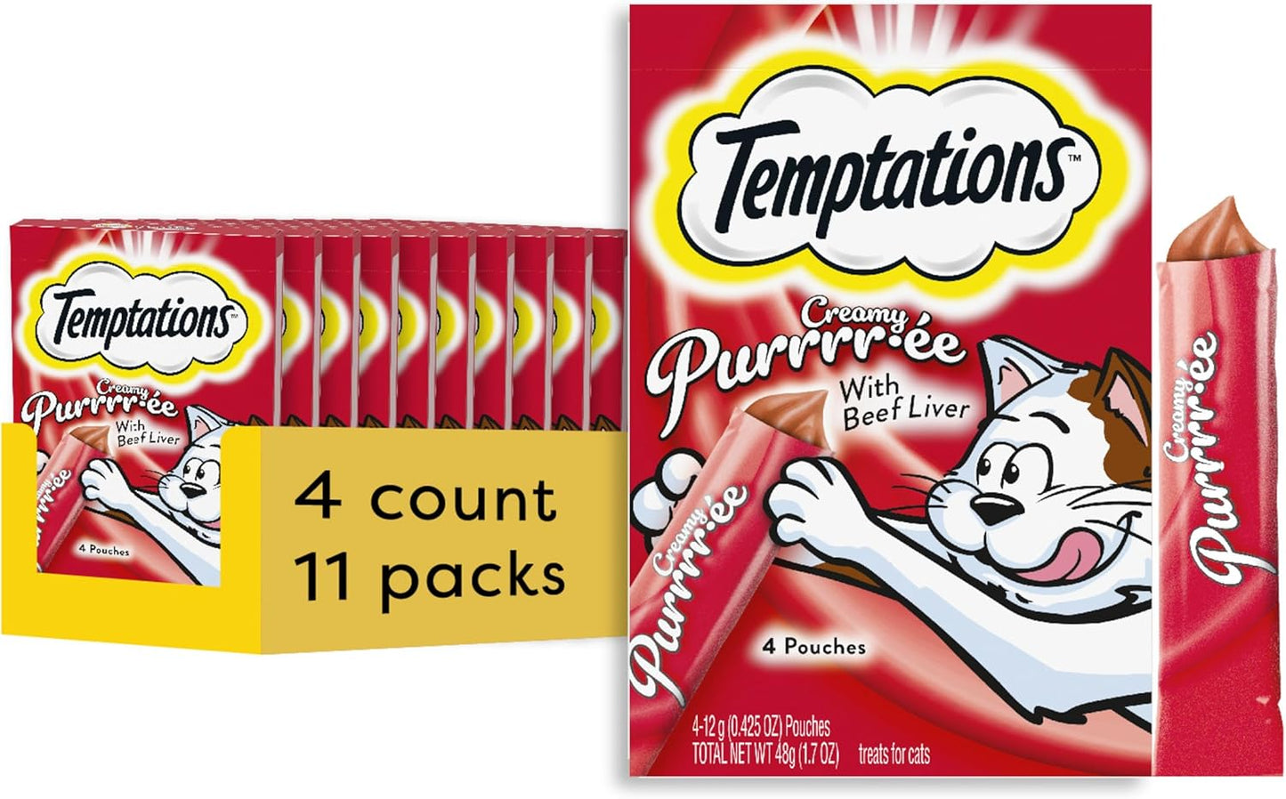 Indulge Your Cat with Temptations Creamy Salmon Puree Treats - 24 Squeezable & Lickable Tubes!